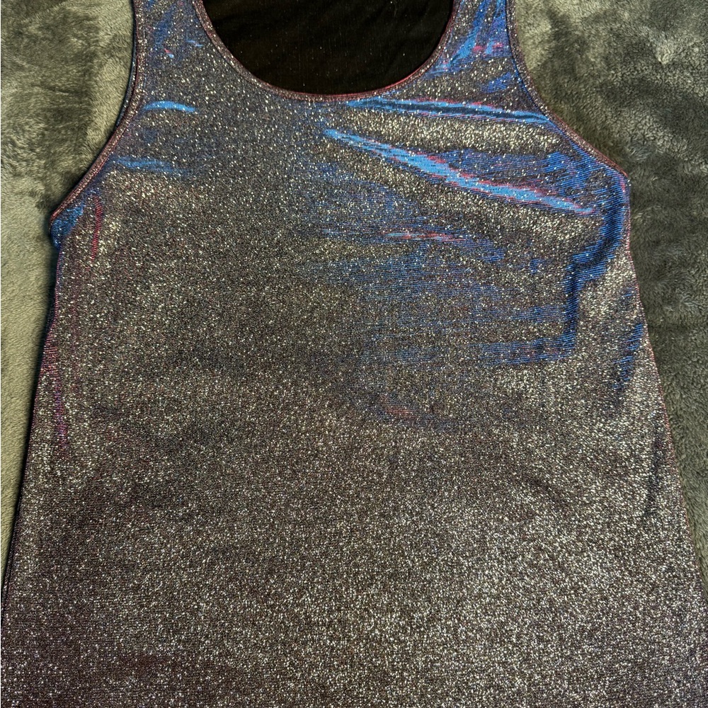 SHEIN Silver Sequin Sleeveless Tank Top
